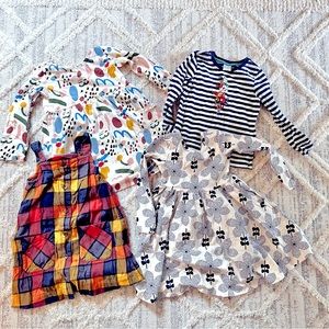 Hanna Andersson Girls Size 5T / 110cm Fall Dress and Long Sleeve Lot | 4 Items